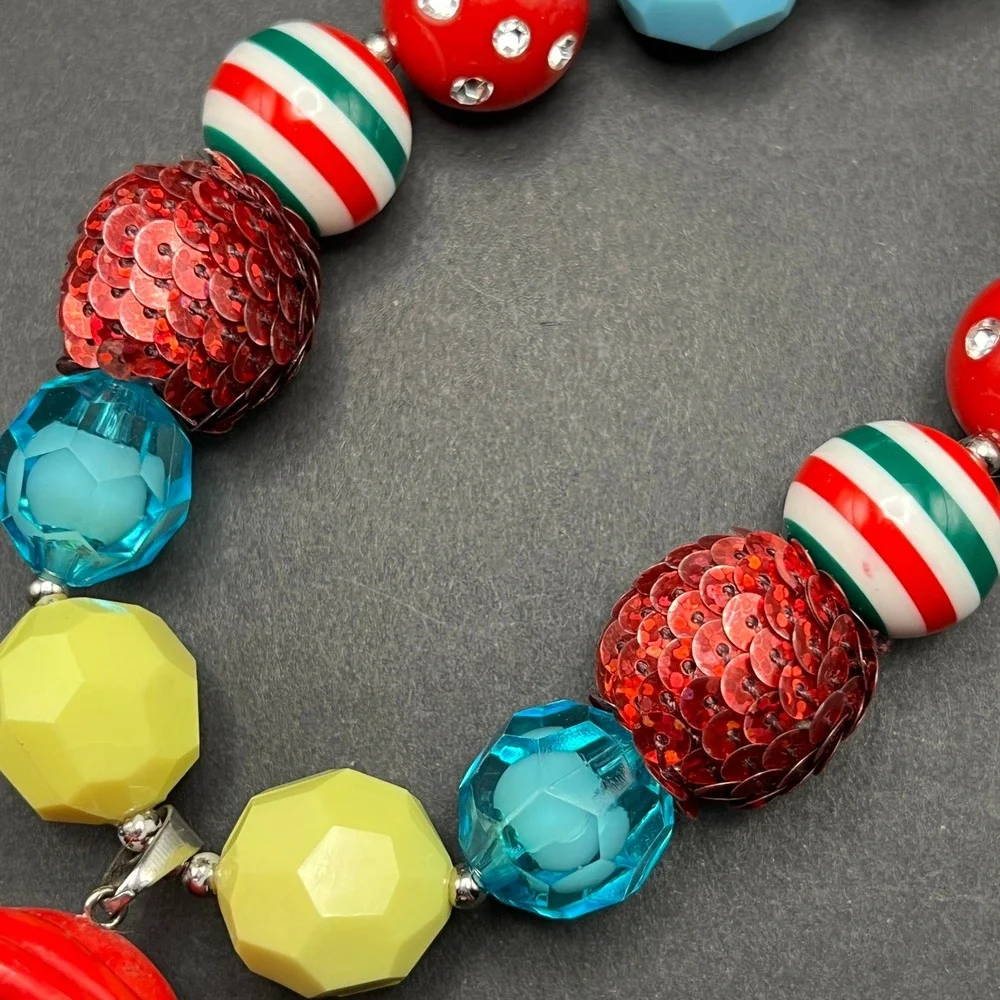 Mermaid Bubblegum Bead Necklace Multicolor Chunky Kidcore Little Ariel
